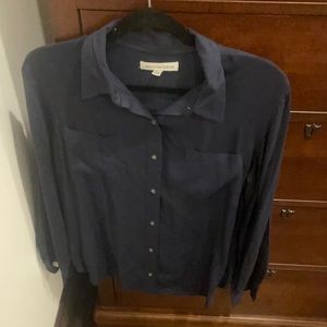 Navy blue button down shirt or blouse